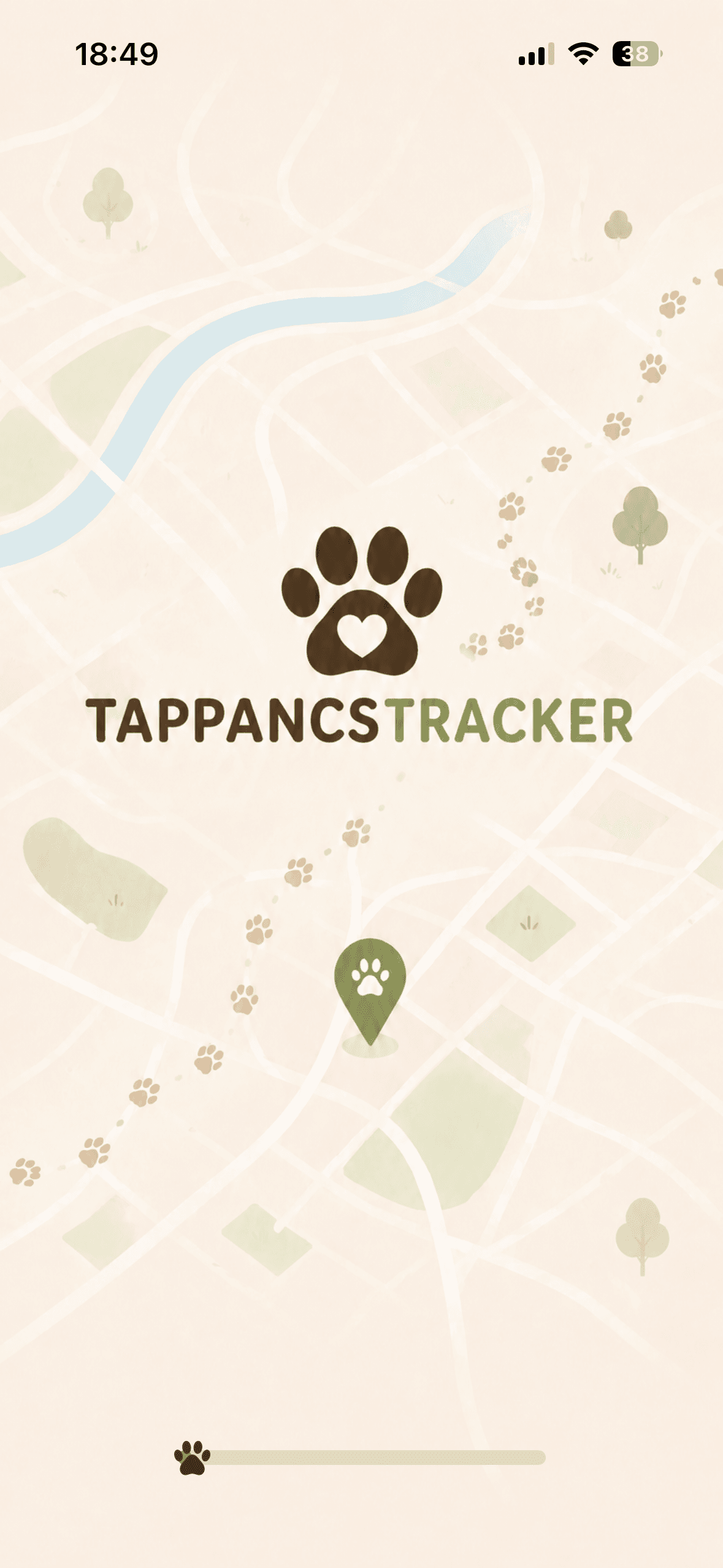 Tappancs Tracker nyitóképernyő